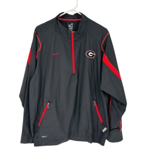 Nike Georgia Bulldogs Storm-FIT Quarter Zip Pullover Jacket Black Red Athletic M