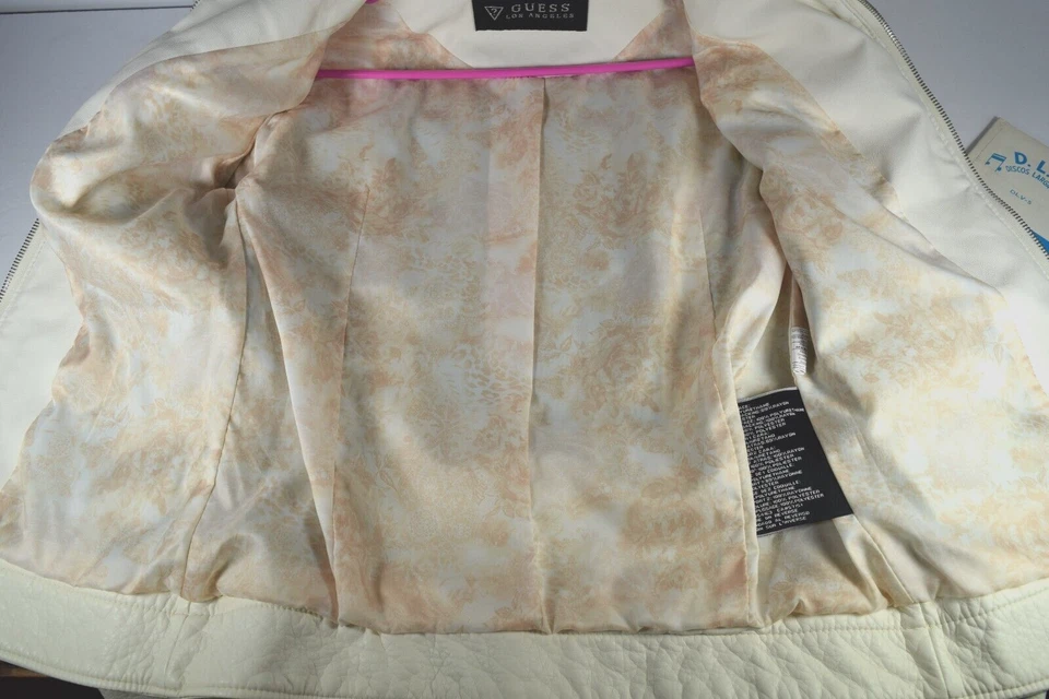 Guess Women's Faux-Leather Jacket White Motorcycle Zip Front Size S New w/Tags - Image 4 of 4