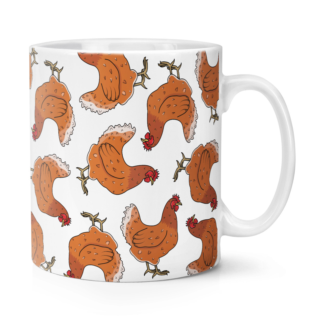 Chicken Cluckers Pattern 10oz Mug Cup - Funny Animal Pet Crazy Chicken Lady Man