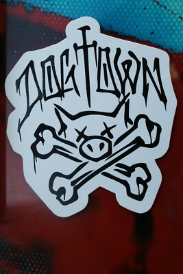 スケートボード Dogtown Vtg Skateboard Sticker Dogtown Skateboards Black White Pig Bones ZBOY Vintage