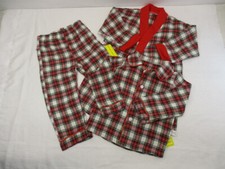 SHEIN Pajamas Set Boys Sz 2-3 yrs Red Green Plaid Pants Top Robe NWT (No belt)