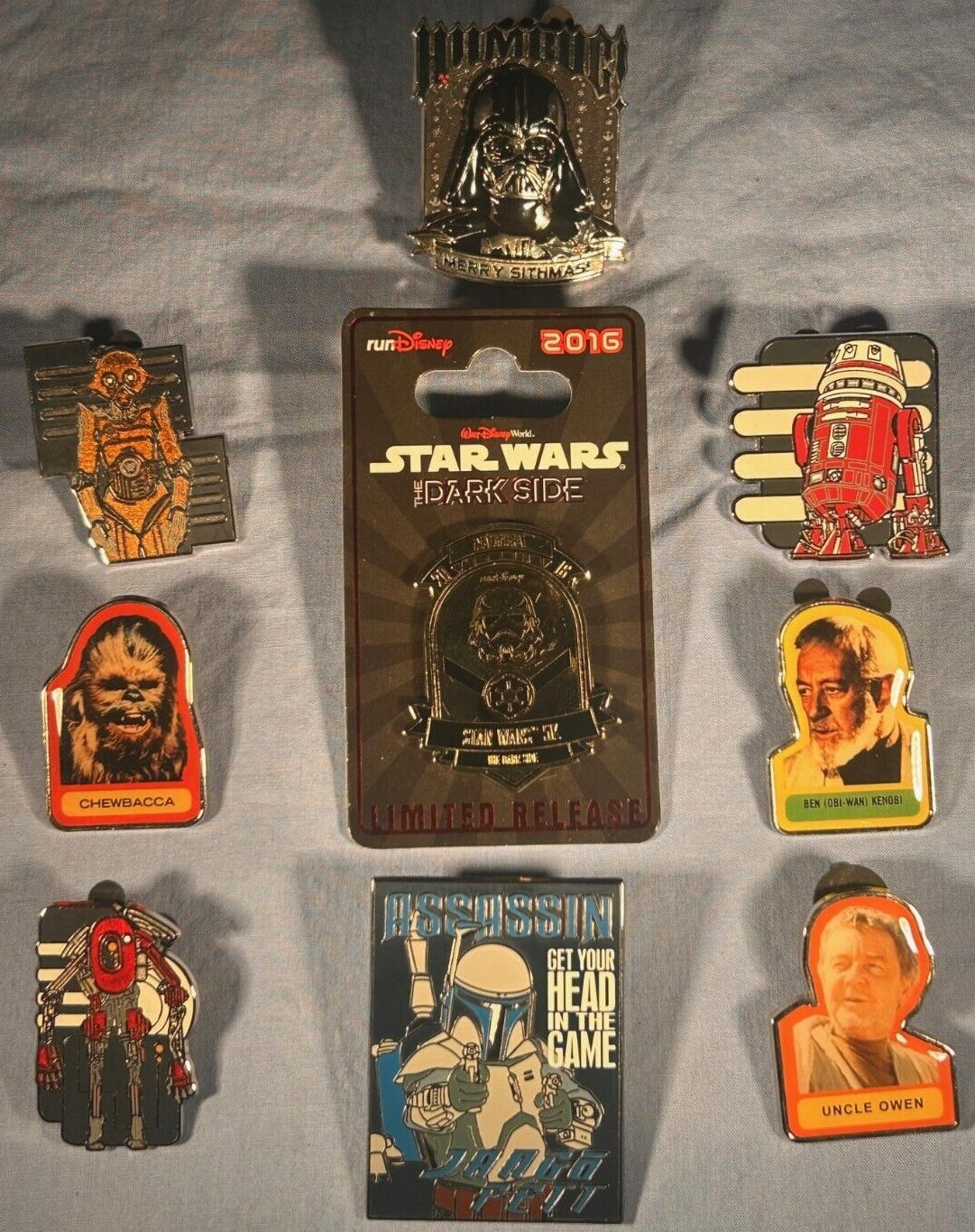 HTF Star Wars Themed Nine (9) Various Pin Starter Kit Lot As Shown in Picture