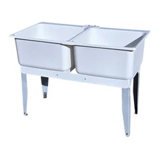 Mustee Utilatwin 40 in. W X 24 in. D Double Thermoplastic Laundry Tub