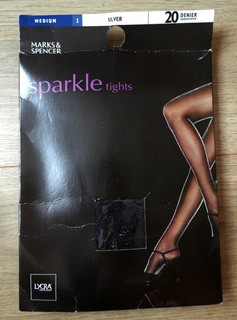Medias brillantes vintage de los años 2000 Marks & Spencer NEGRO/PLATEADO brillantes M