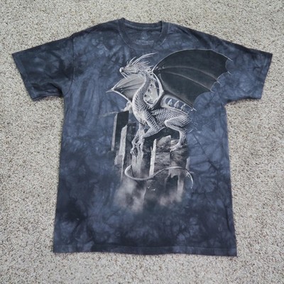 The Mountain Shirt Mens Medium Gray Dragon Graphic Fantasy Art Vintage Tee Y2K