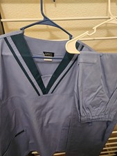 medium scrub set women color light blue with green