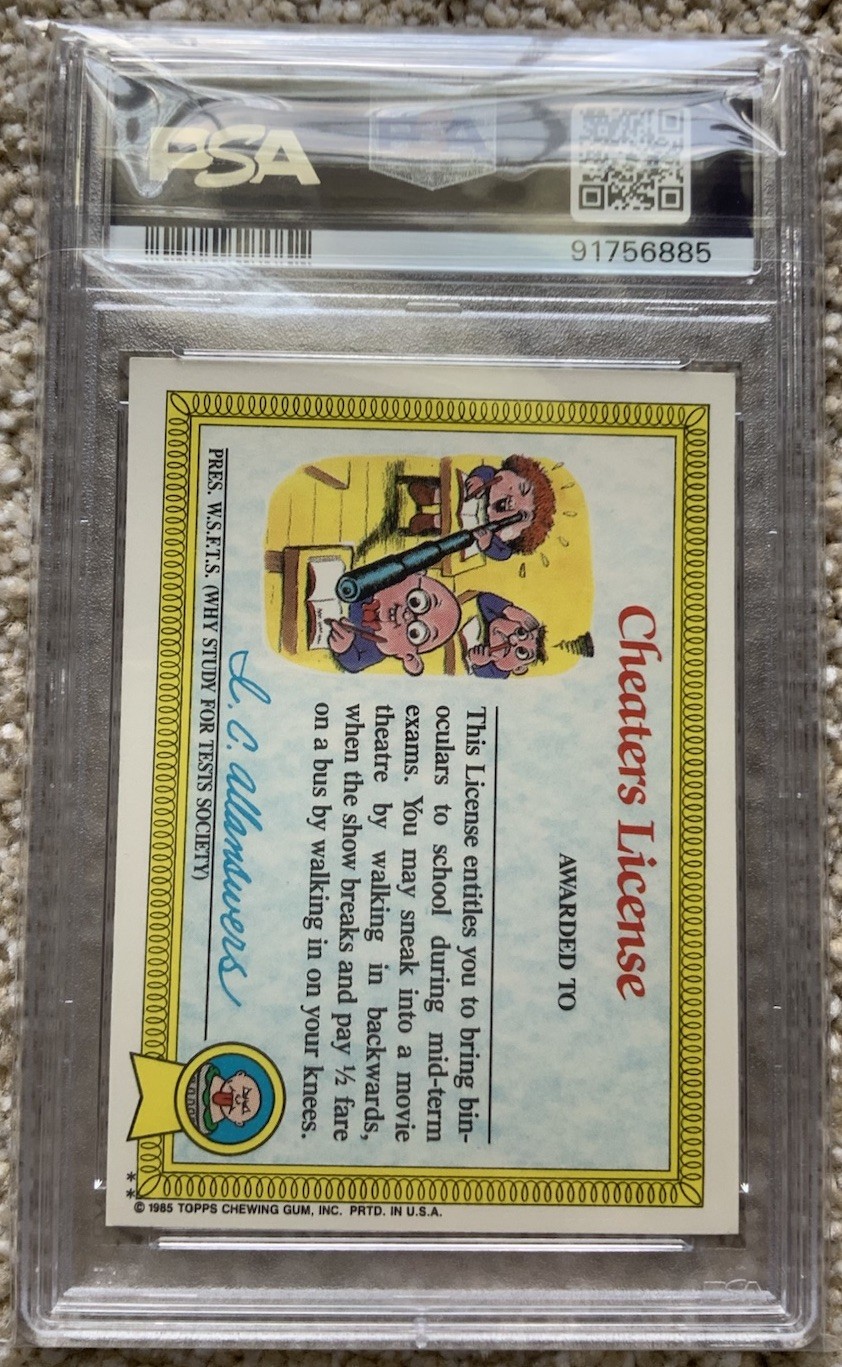 1985 Garbage Pail Kids GPK #8b Blasted Billy Matte PSA 8 NM-MT OS1 Series 1 view 2