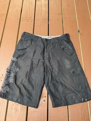 Triple Five Soul Vintage 36 Black CARGO SHORTS Dragon Embroidered Skate Y2K Line