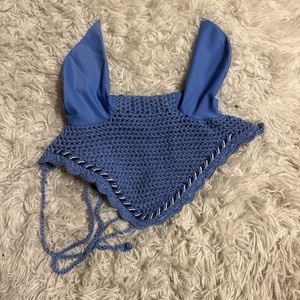 Blue Crochet Horseback Riding English Fly Ear Bonnet