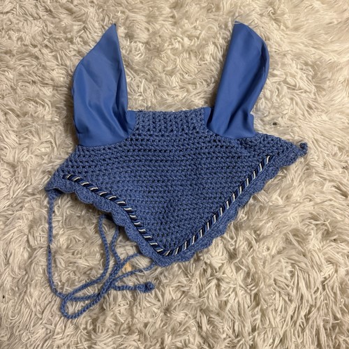 Blue Crochet Horseback Riding English Fly Ear Bonnet