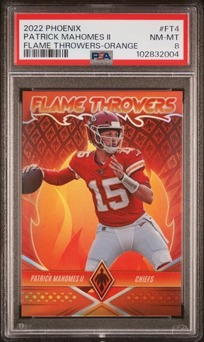 2022 PANINI PHOENIX FLAME THROWERS ORANGE #FT4 PATRICK MAHOMES II 68/99 PSA 8