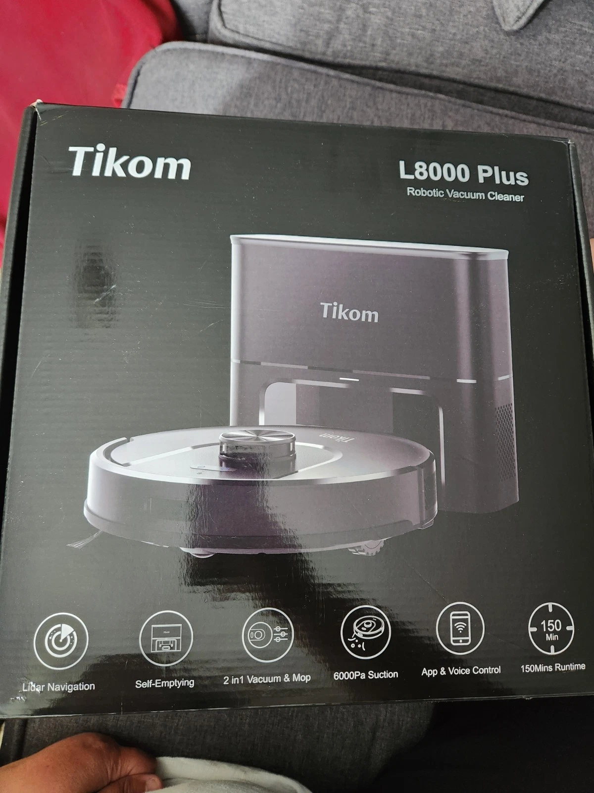 Tikom 2 In 1 Robotic Vacuum And Mop Cleaner Model L8000 Plus - Black
