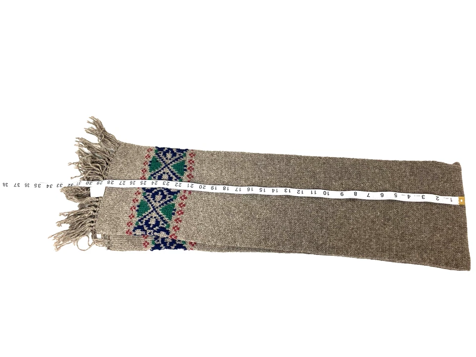 Bufanda Shetland 100 % lana tejida de colección sin marca 59 pulgadas x 5 pulgadas. Fair Isle Foto 4 de 4