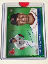 Carlos Narvaez Chrome Platinum 2025 Green Mini Diamond /75 Auto