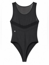 lulu-lemon ladies Black Mesh-Panel One-Piece Bodysuit