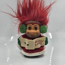 Vintage 5" Russ Troll Doll Christmas Carol Singer Caroler Red Hair 90s Holiday