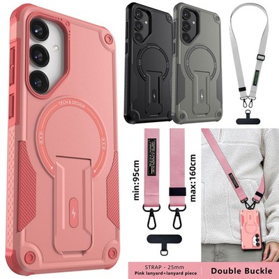 Rugged Magnetic Case Strap/Lanyard Cover For Samsung Galaxy S24 FE/Ultra/Plus