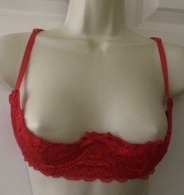Dreamgirl Lingerie Open Cup Lace Couples Roleplay Dress Up Sexy Bra RED Size 32