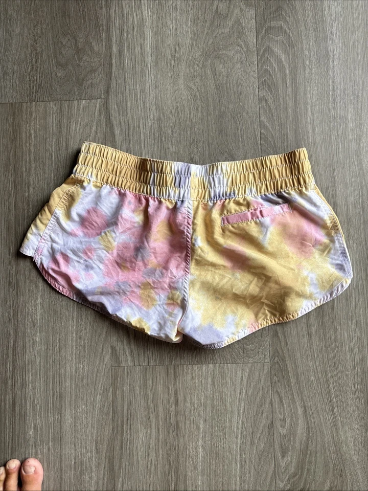 Volcom Tie Dye Shorts Women’s S Pink Yellow Purple Athletic Pull On Back Pocket - Image 4 of 4