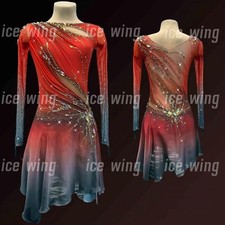 Ice Figure Skating Dress Elasticity Competition Skating Jeweled orange dyeing