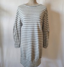BCBGMaxAzria Women's Size M Grey Striped Crew Neck Long Sleeve Sweatshirt Dress