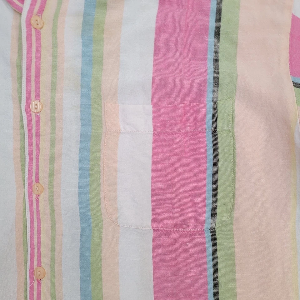 Vintage Y2K Bagazio Linen Button Shirt XL 25x29 Western Stripes - Image 3 of 4