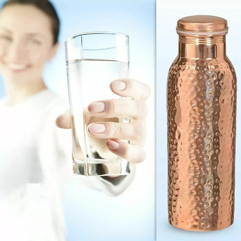 2 X Pure Copper Water Bottle For Ayurveda Health Benefits Leak Proof 100%