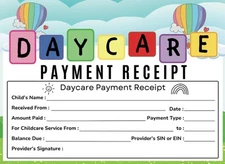 Daycare Payment Receipt: Receipts Book for Daycare Services, Preschool Centers,
