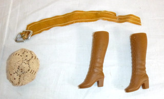 Vtg 1971 Mattel Barbie Partial Outfit #3434 Fun Fur Belt Boots & Hat