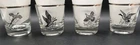 4 Vtg Federal Glass Wild Game Bird Lowball Rocks Silver Rim Sportsman Grouse