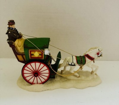 Victorian Coachman Horse And Passenger Decked Out In Christmas Colors 4.75x6.75 