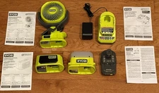 Ryobi One+ 18V Campers Kit Light Speaker Fan 1.5 Ah Battery Charger PCL1303K1N