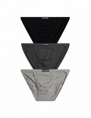 Men's U.S. Polo Assn Underwear 3-pack BLACK Gray String Bikini Briefs Cotton