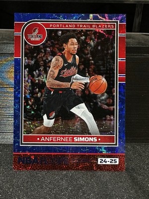 2024-25 NBA Hoops #127 Anfernee Simons Blue Scope Premium #'d/99 Portland Trail