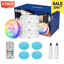 4 Pack RGB LED Swimming Pool Light IP68 Waterproof Underwater Spa Light Remote