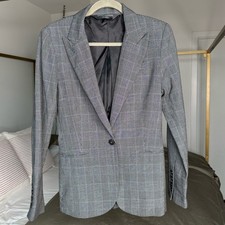 Norma Kamali Plaid Workwear Blazer 8 Gray Normcore Jacket Academia Prep Y2K