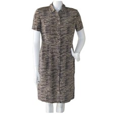 ADRIANNA PAPELL Shirt Dress, 8 Silk, Abstract Animal print VINTAGE, Tan/Brown