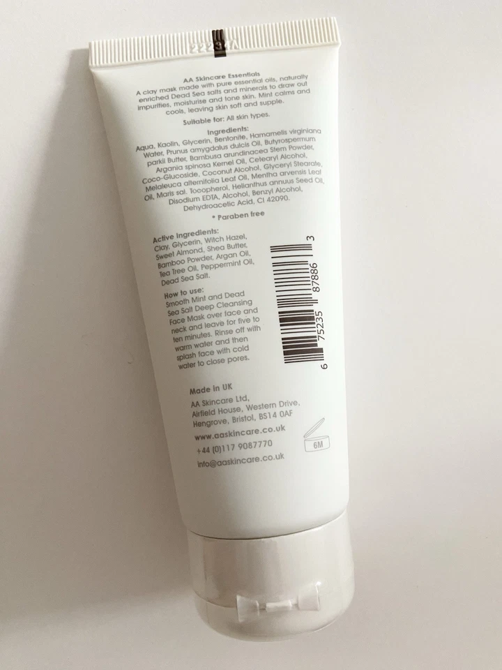 Mint & Dead Sea Salt Deep Cleansing Face Mask 100ml AA Skincare - SEALED FRESH - Image 2 of 4