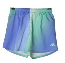 Adidas Girls XL AEROREADY Ombr  Woven Athletic Shorts Pastel Blue Green Sporty