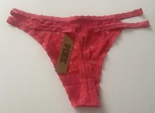 PINK by Victoria’s Secret double bubble pink double strap floral lace thong M