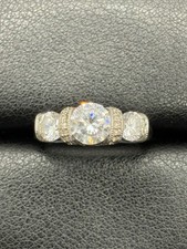 EUC Sterling Silver Cubic Zirconia 3-Stone Ring 5 Grams Size 7 A20