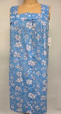 NWT Croft Barrow Sleeveless Seersucker Cotton Blend Nightgown Blue Floral 2X