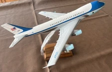 U.S. Air force One.  B-747 Model Airplane, Hand made Mahogany Wood, NIB.(Damage)
