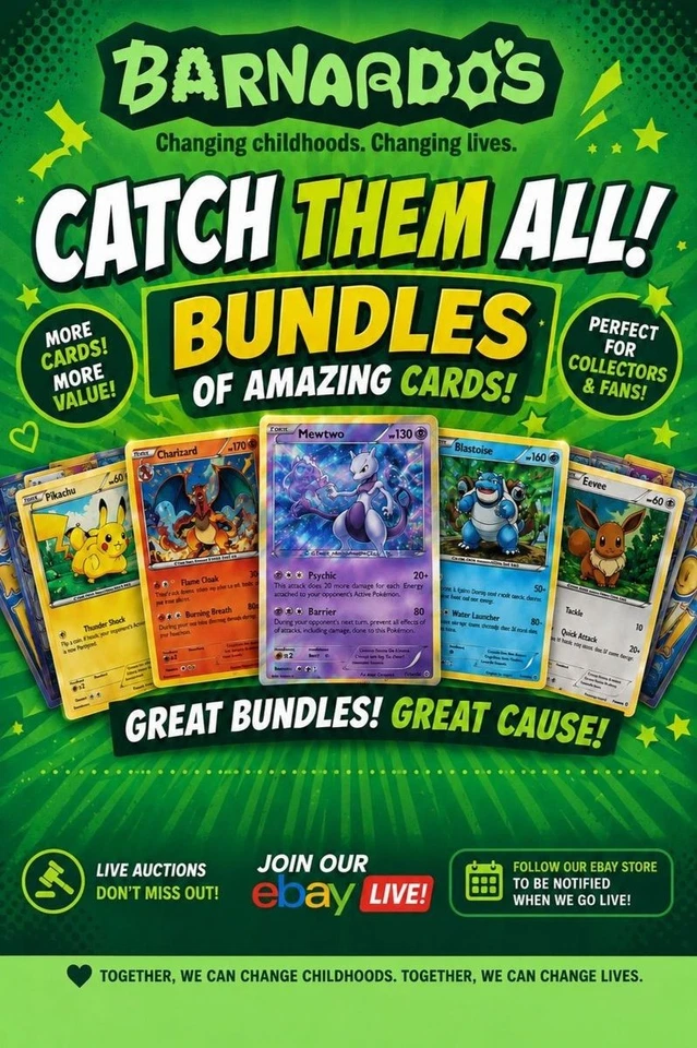 Barnardo’s Charity Pokemon Singles, Bundles & More Auction £1