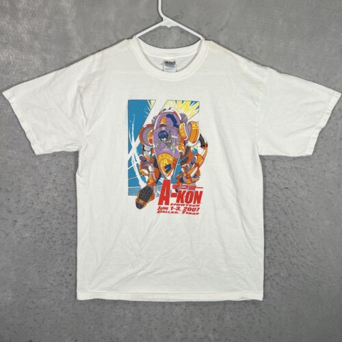 A1 rzadki 2007 A-Kon Anime Fest Convention Promocyjny T-shirt Dorosły Duży Biały Męski - Zdjęcie 1 z 7