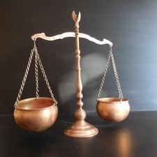 Bilancia Pietra Gemma Metallo Bronzo Rame Ottone Vintage XIX Fatto a Mano N4216