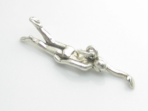 Charm de plata de ley para nadador masculino .925 x 1 colgantes de natación- - Imagen 2 de 6