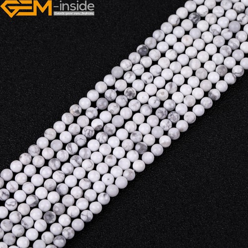 White Howlite Turquoise Round Natural Gemstone Beads For Jewellery Making 15" US - Picture 45 of 54