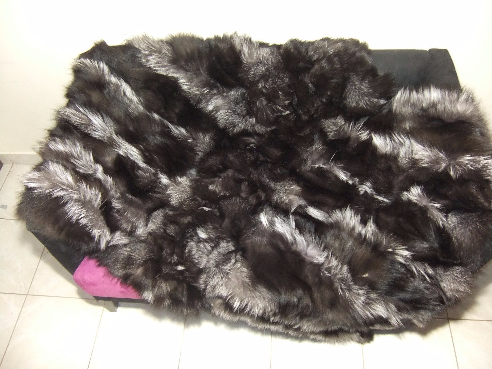 Luxury Silver Fox Fur Throw / Blanket Real Fox Fur Bedspread eBay