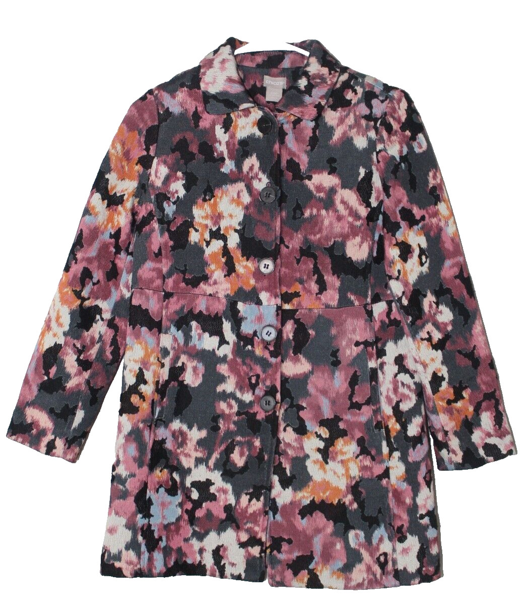 Chico’s Women's Peacoat Jacket OOP Size 0/2P Flor… - image 1